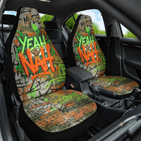 Yeah Nah Graffiti Skull New Zealand Slang Car Seat Cover Kiwi Grunge Brick Wall and Bold Urban Street Art