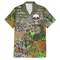 Yeah Nah Graffiti Skull New Zealand Slang Family Matching Long Sleeve Bodycon Dress and Hawaiian Shirt Kiwi Grunge Brick Wall and Bold Urban Street Art