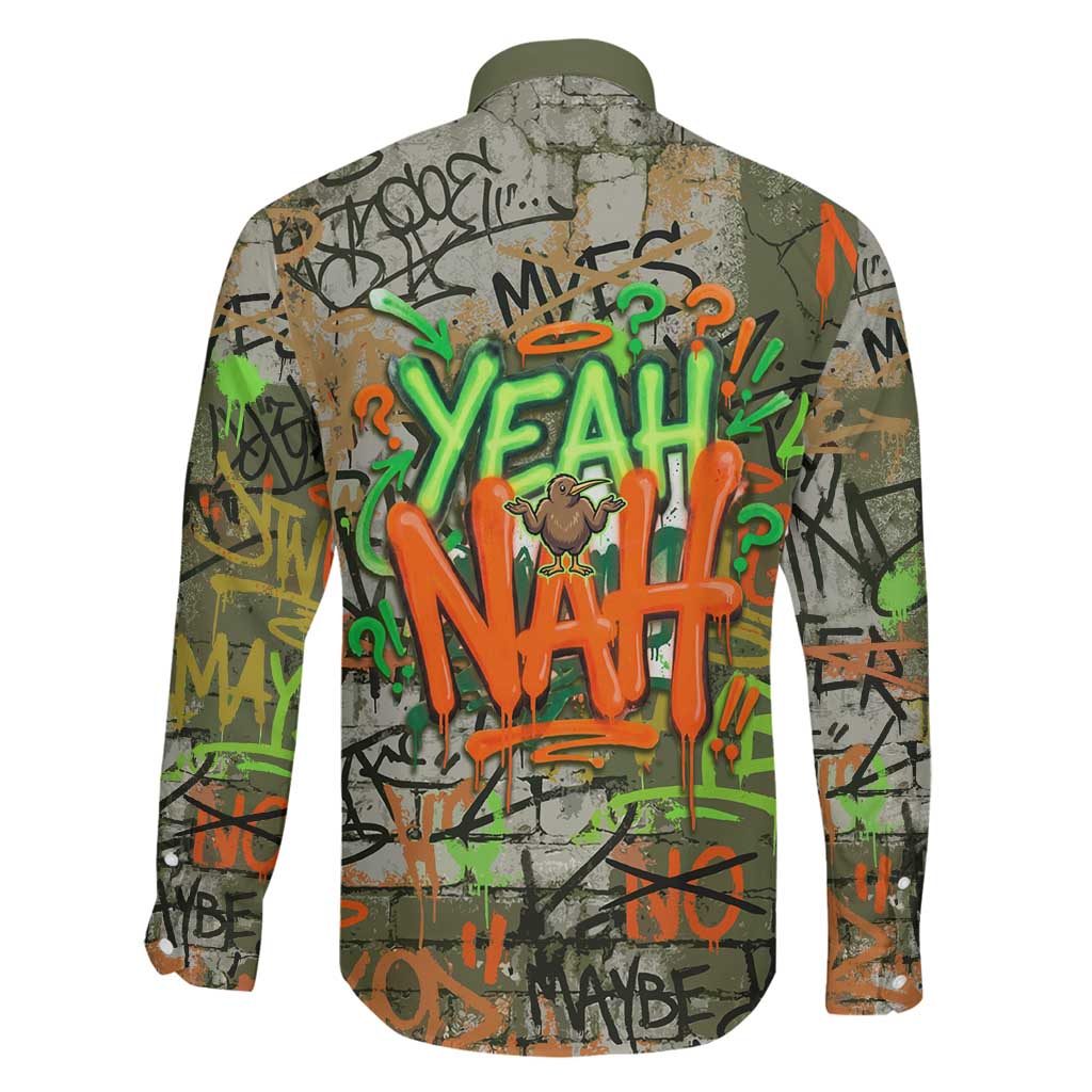 Yeah Nah Graffiti Skull New Zealand Slang Family Matching Summer Maxi Dress and Hawaiian Shirt Kiwi Grunge Brick Wall and Bold Urban Street Art