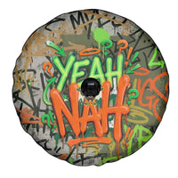 Yeah Nah Graffiti Skull New Zealand Slang Spare Tire Cover Kiwi Grunge Brick Wall and Bold Urban Street Art