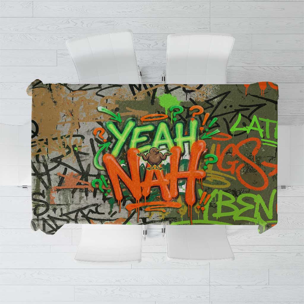 Yeah Nah Graffiti Skull New Zealand Slang Tablecloth Kiwi Grunge Brick Wall and Bold Urban Street Art TS04 Multicolor - Polynesian Pride