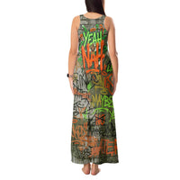 Yeah Nah Graffiti Skull New Zealand Slang Tank Maxi Dress Kiwi Grunge Brick Wall and Bold Urban Street Art