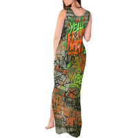 Yeah Nah Graffiti Skull New Zealand Slang Tank Maxi Dress Kiwi Grunge Brick Wall and Bold Urban Street Art