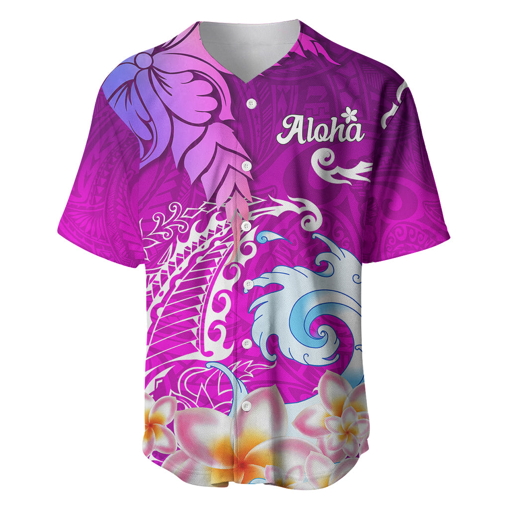 Hawaii Plumeria Flower Baseball Jersey Plumeria FLowers And Polynesian Pattern TS04 Gradient - Polynesian Pride