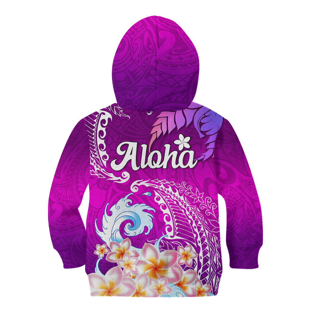 Hawaii Plumeria Flower Kid Hoodie Plumeria FLowers And Polynesian Pattern TS04 - Polynesian Pride