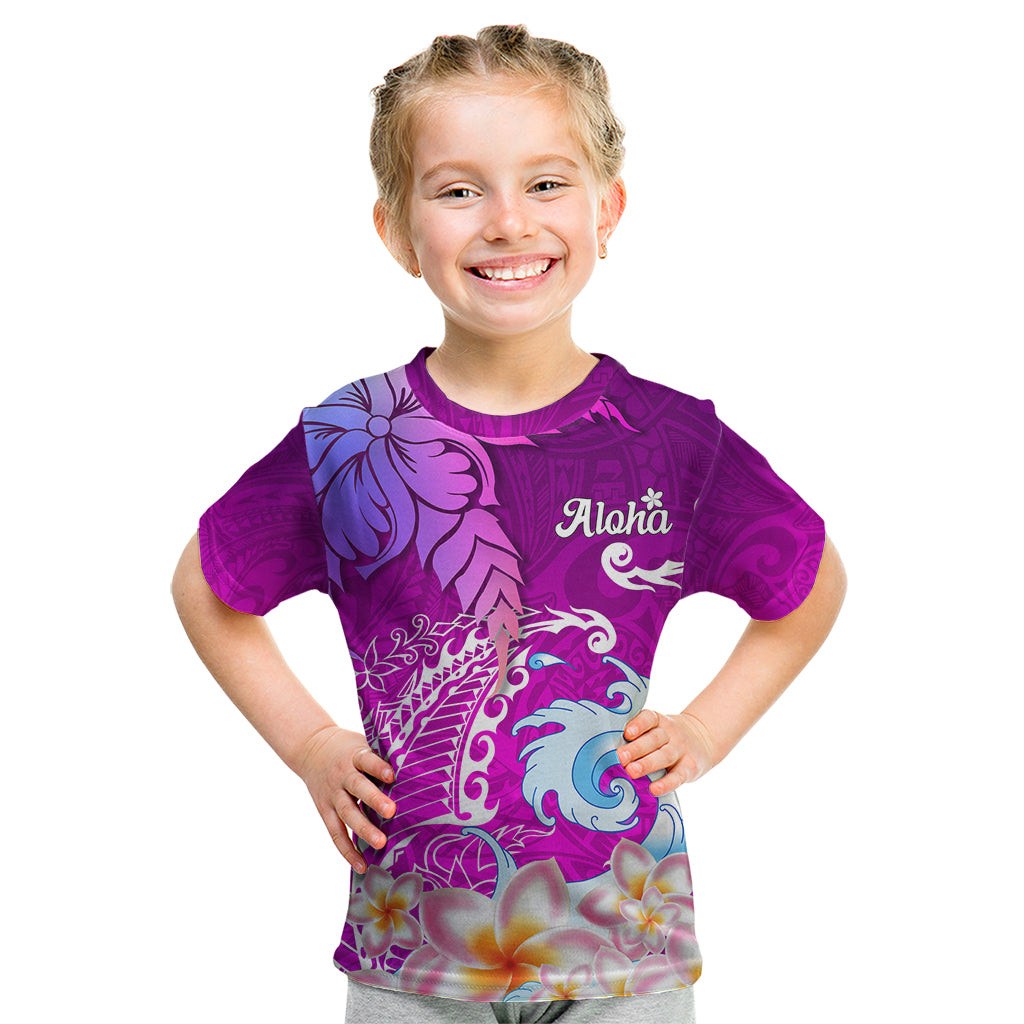 Hawaii Plumeria Flower Kid T Shirt Plumeria FLowers And Polynesian Pattern TS04 Gradient - Polynesian Pride