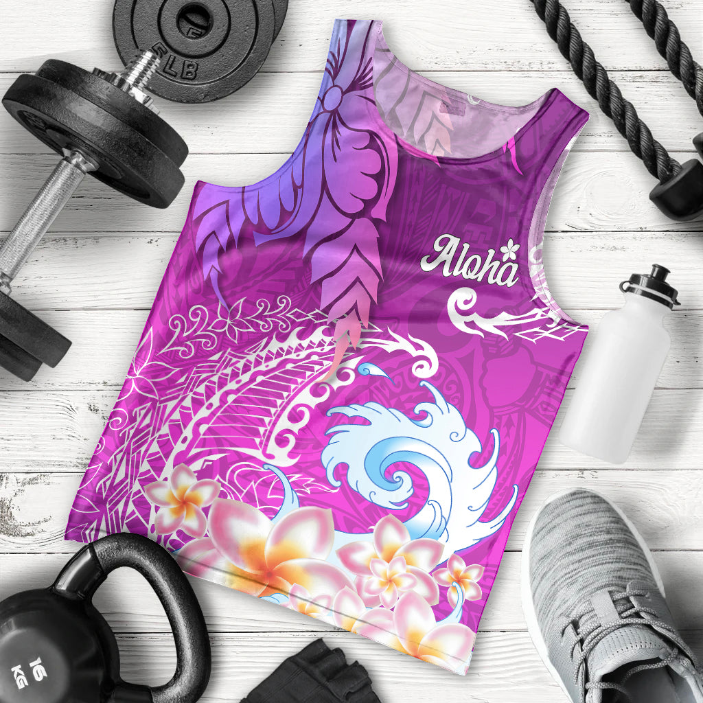 Hawaii Plumeria Flower Men Tank Top Plumeria FLowers And Polynesian Pattern TS04 Gradient - Polynesian Pride