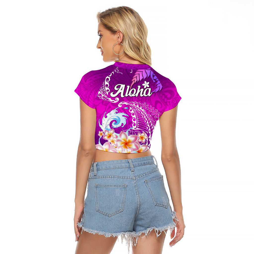 Hawaii Plumeria Flower Raglan Cropped T Shirt Plumeria FLowers And Polynesian Pattern TS04 - Polynesian Pride