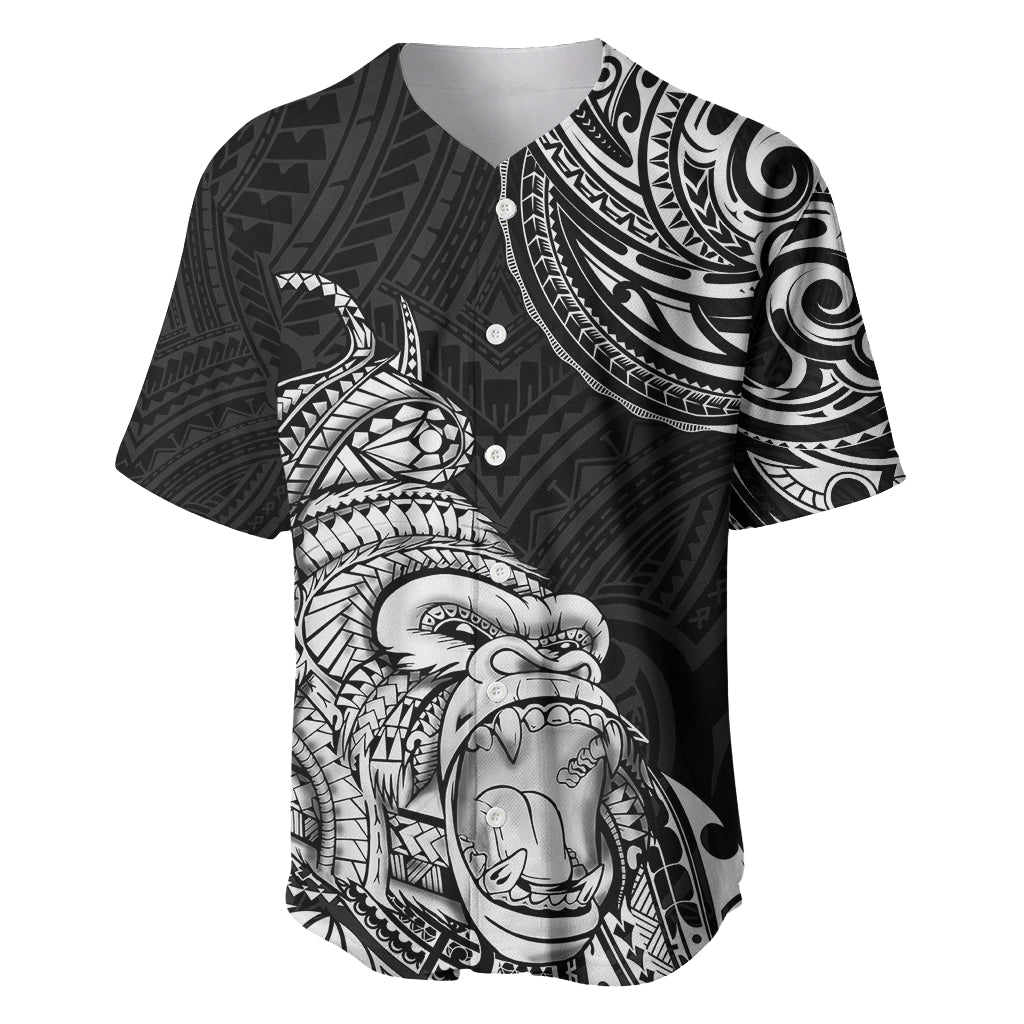 Hawaii Polynesian Baseball Jersey Gorila Tatoo Polynesian Style TS04 Black - Polynesian Pride