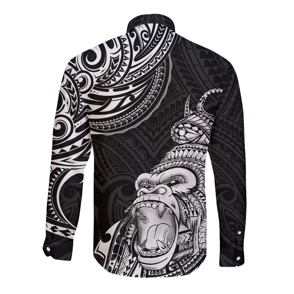 Hawaii Polynesian Long Sleeve Button Shirt Gorila Tatoo Polynesian Style TS04 - Polynesian Pride