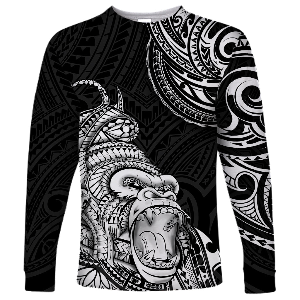 Hawaii Polynesian Long Sleeve Shirt Gorila Tatoo Polynesian Style TS04 Unisex Black - Polynesian Pride