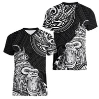 Hawaii Polynesian Women V Neck T Shirt Gorila Tatoo Polynesian Style TS04 - Polynesian Pride