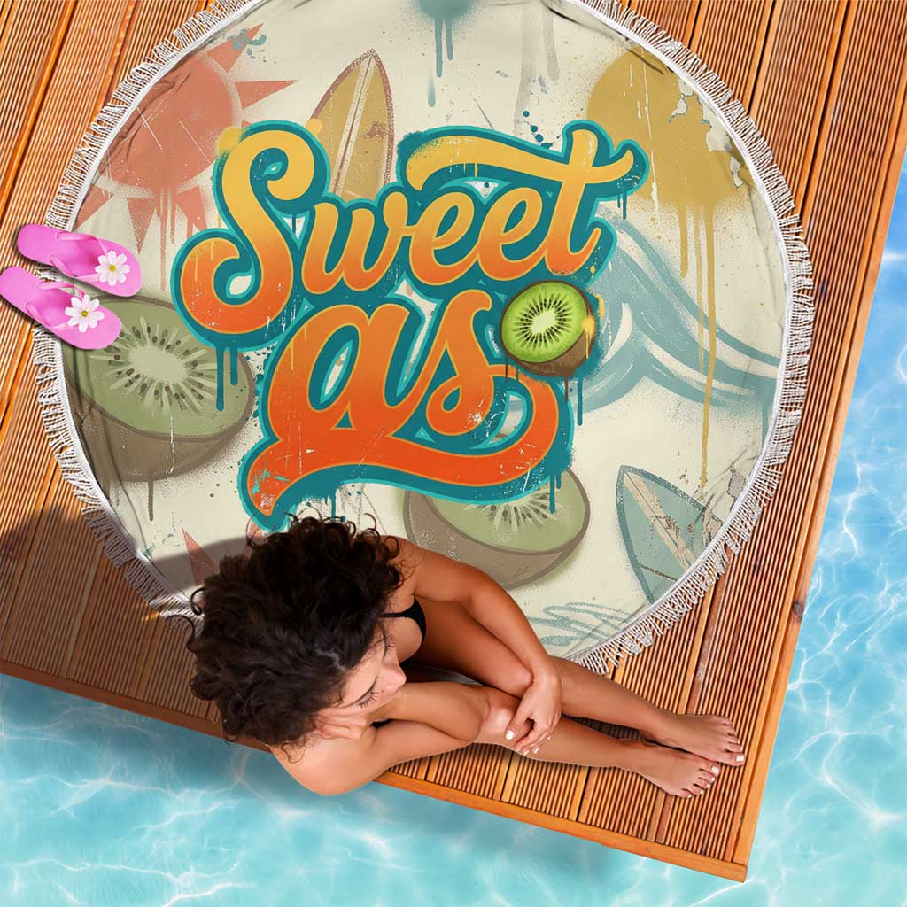NZ Slang Sweet As Kiwi Shaka Sign Beach Blanket New Zealand Surfboards Sun and Tropical Beach Retro