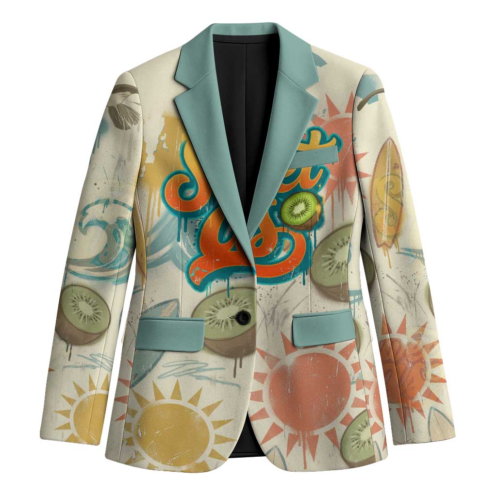 NZ Slang Sweet As Kiwi Shaka Sign Blazer New Zealand Surfboards Sun and Tropical Beach Retro TS04 Unisex Beige - Polynesian Pride