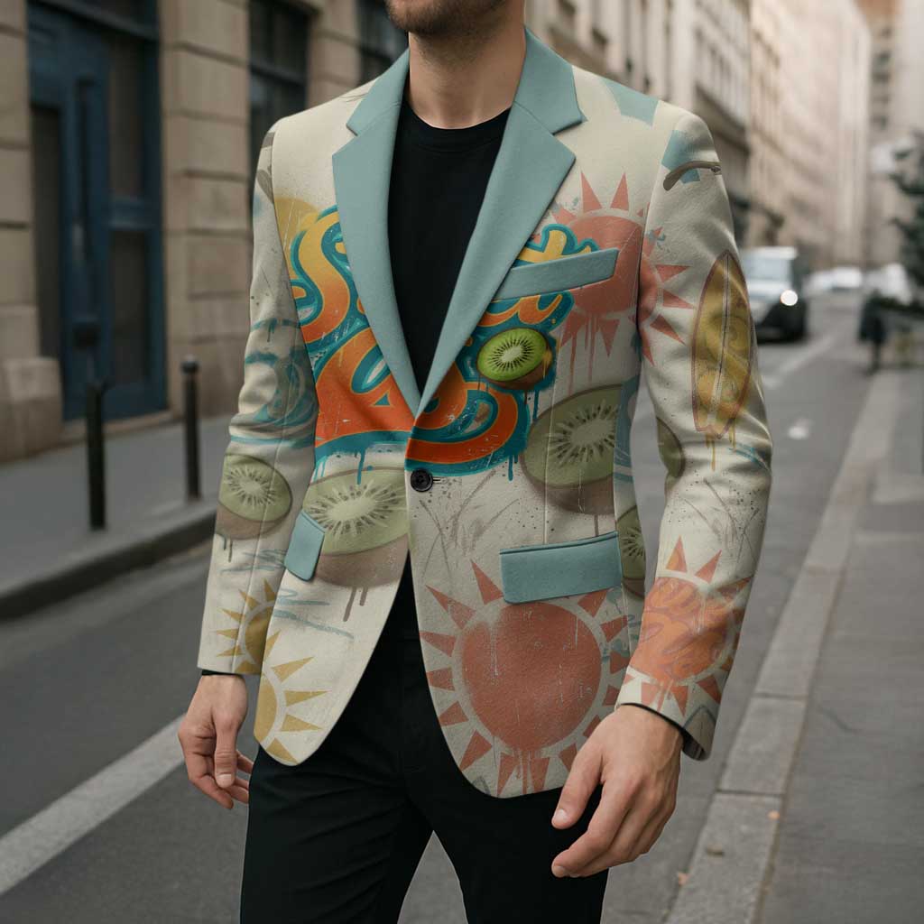 NZ Slang Sweet As Kiwi Shaka Sign Blazer New Zealand Surfboards Sun and Tropical Beach Retro