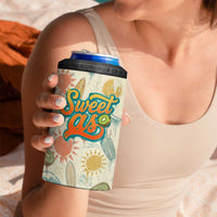 NZ Slang Sweet As Kiwi Shaka Sign 4 in 1 Can Cooler Tumbler New Zealand Surfboards Sun and Tropical Beach Retro