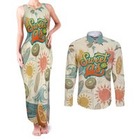 NZ Slang Sweet As Kiwi Shaka Sign Couples Matching Tank Maxi Dress and Long Sleeve Button Shirt New Zealand Surfboards Sun and Tropical Beach Retro