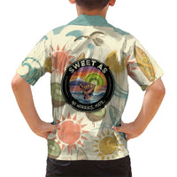 NZ Slang Sweet As Kiwi Shaka Sign Family Matching Off Shoulder Maxi Dress and Hawaiian Shirt New Zealand Surfboards Sun and Tropical Beach Retro