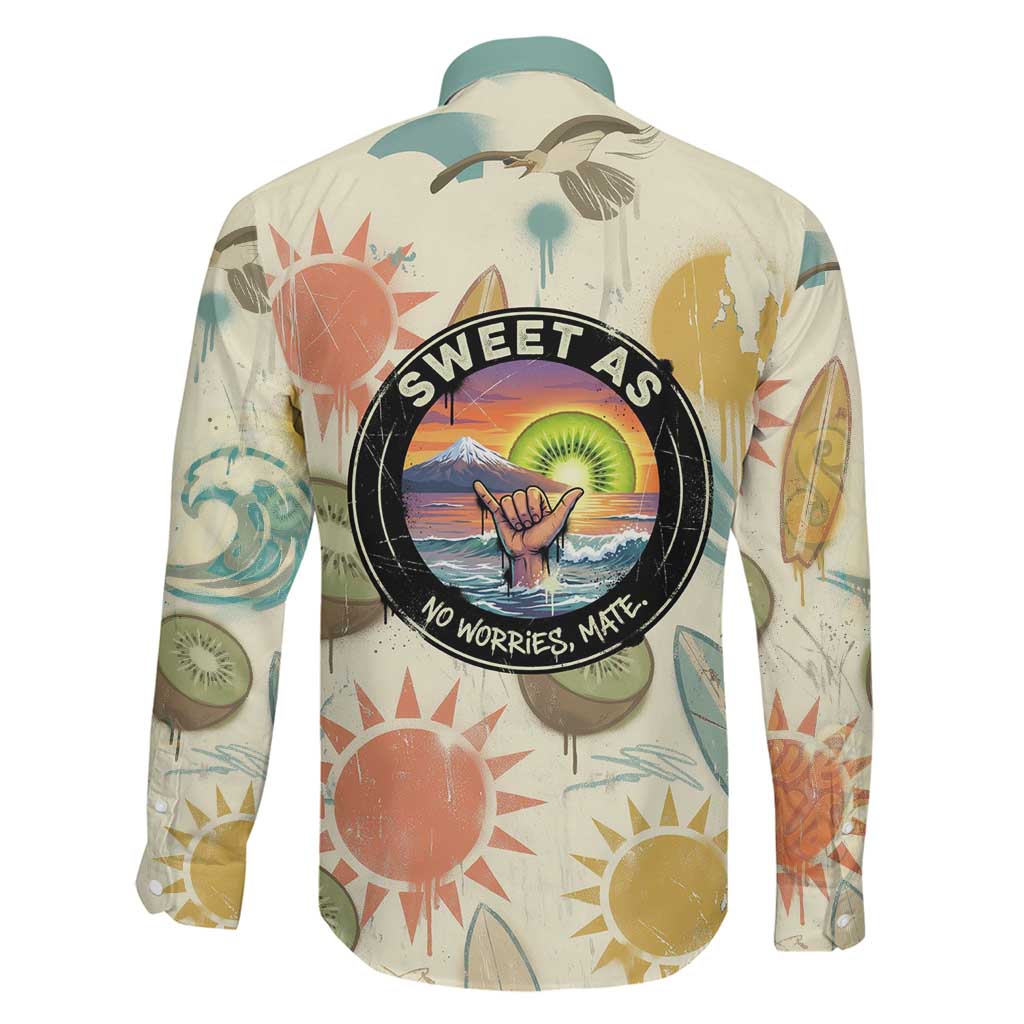 NZ Slang Sweet As Kiwi Shaka Sign Family Matching Off Shoulder Short Dress and Hawaiian Shirt New Zealand Surfboards Sun and Tropical Beach Retro