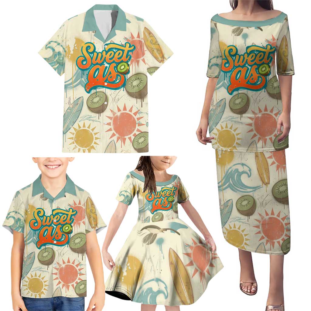 NZ Slang Sweet As Kiwi Shaka Sign Family Matching Puletasi and Hawaiian Shirt New Zealand Surfboards Sun and Tropical Beach Retro TS04 - Polynesian Pride