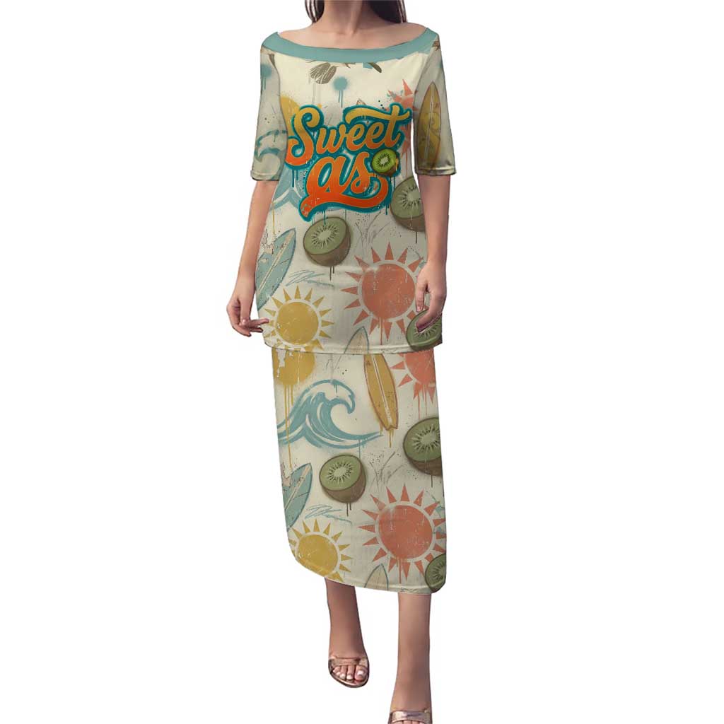 NZ Slang Sweet As Kiwi Shaka Sign Family Matching Puletasi and Hawaiian Shirt New Zealand Surfboards Sun and Tropical Beach Retro
