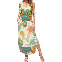 NZ Slang Sweet As Kiwi Shaka Sign Family Matching Summer Maxi Dress and Hawaiian Shirt New Zealand Surfboards Sun and Tropical Beach Retro