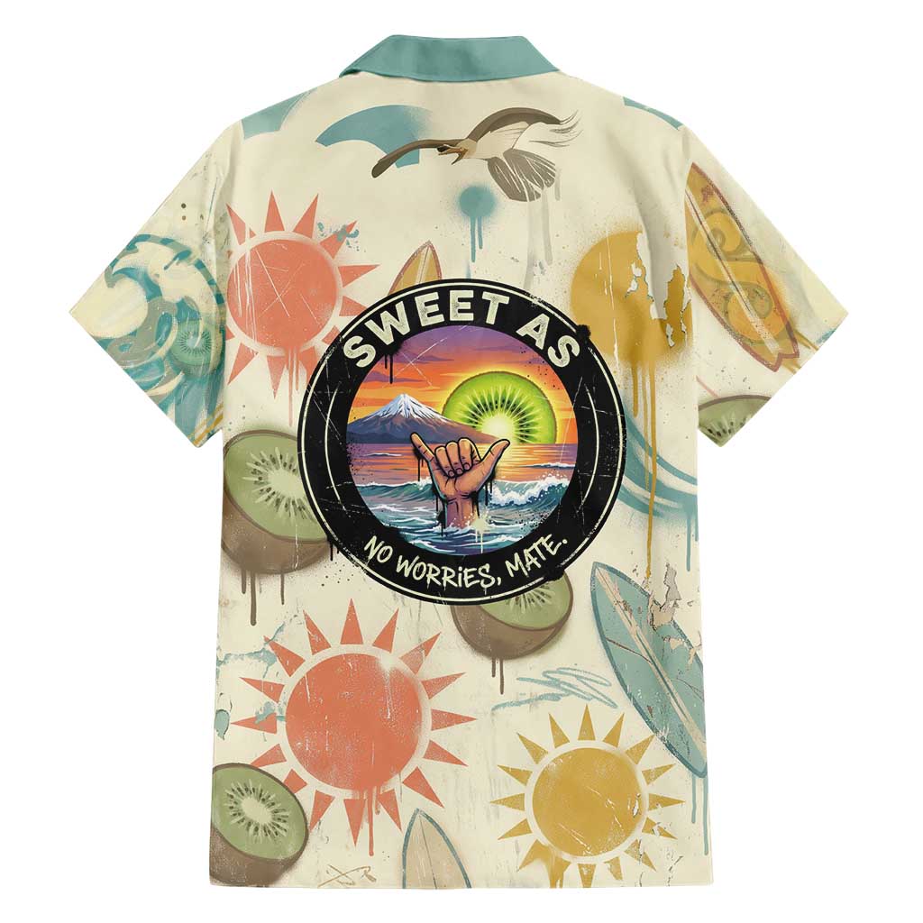 NZ Slang Sweet As Kiwi Shaka Sign Family Matching Tank Maxi Dress and Hawaiian Shirt New Zealand Surfboards Sun and Tropical Beach Retro