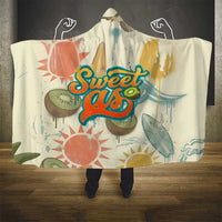 NZ Slang Sweet As Kiwi Shaka Sign Hooded Blanket New Zealand Surfboards Sun and Tropical Beach Retro