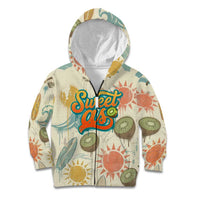 NZ Slang Sweet As Kiwi Shaka Sign Kid Hoodie New Zealand Surfboards Sun and Tropical Beach Retro