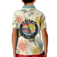 NZ Slang Sweet As Kiwi Shaka Sign Kid Polo Shirt New Zealand Surfboards Sun and Tropical Beach Retro