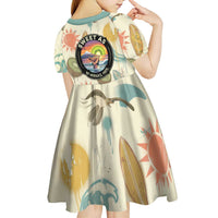 NZ Slang Sweet As Kiwi Shaka Sign Kid Short Sleeve Dress New Zealand Surfboards Sun and Tropical Beach Retro