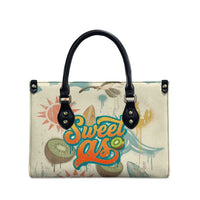 NZ Slang Sweet As Kiwi Shaka Sign Leather Bag New Zealand Surfboards Sun and Tropical Beach Retro