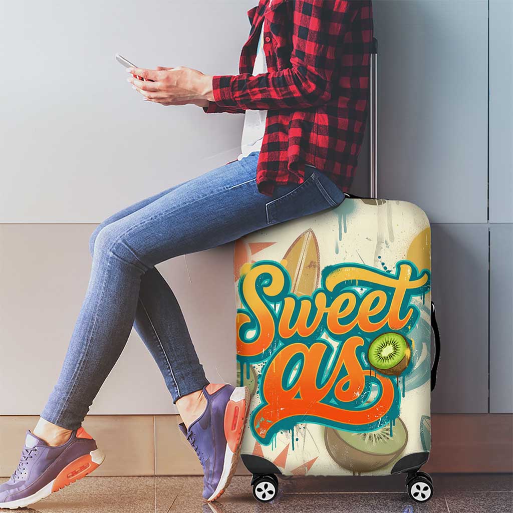 NZ Slang Sweet As Kiwi Shaka Sign Luggage Cover New Zealand Surfboards Sun and Tropical Beach Retro