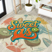 NZ Slang Sweet As Kiwi Shaka Sign Round Carpet New Zealand Surfboards Sun and Tropical Beach Retro