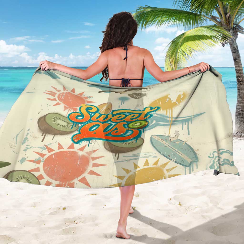 NZ Slang Sweet As Kiwi Shaka Sign Sarong New Zealand Surfboards Sun and Tropical Beach Retro