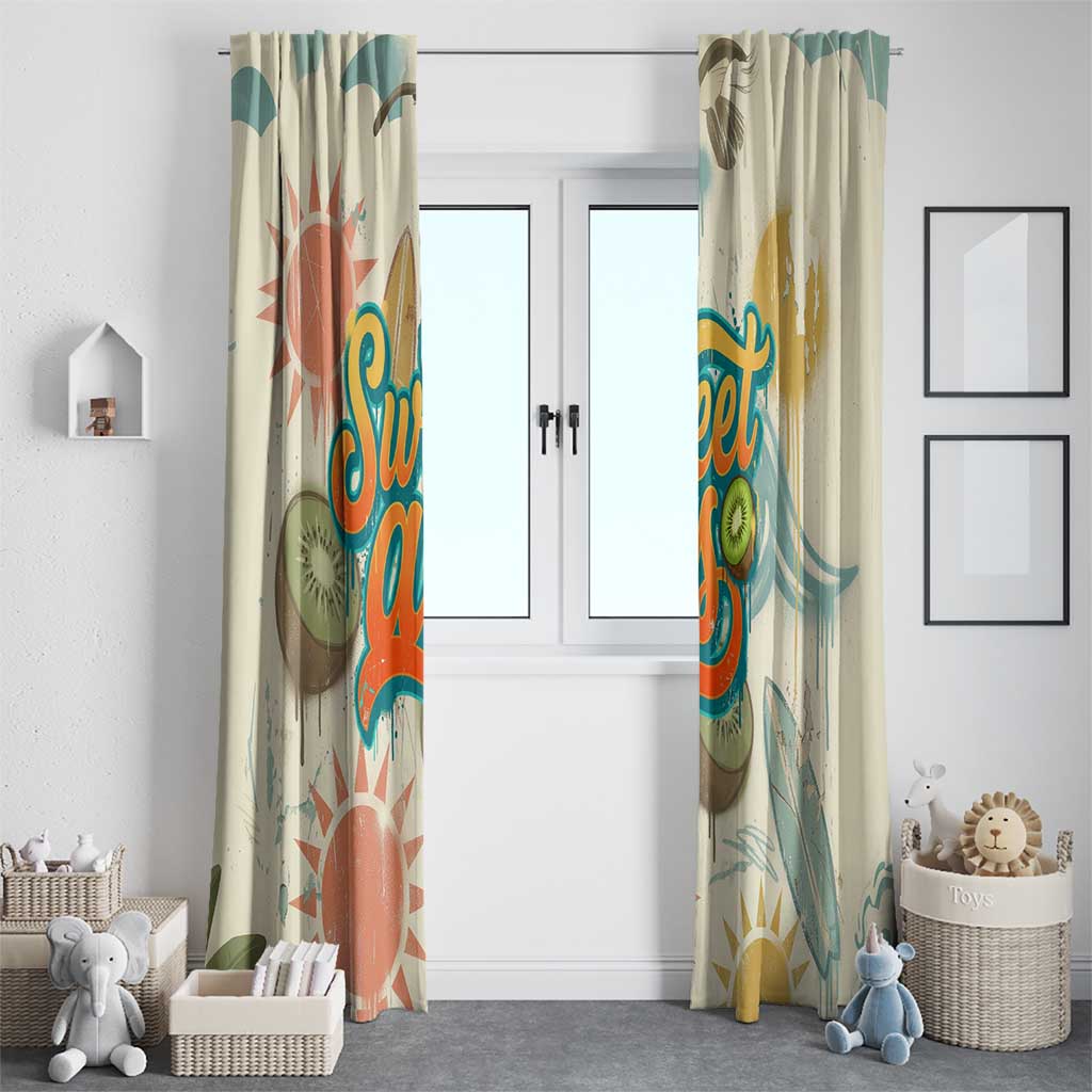 NZ Slang Sweet As Kiwi Shaka Sign Window Curtain New Zealand Surfboards Sun and Tropical Beach Retro