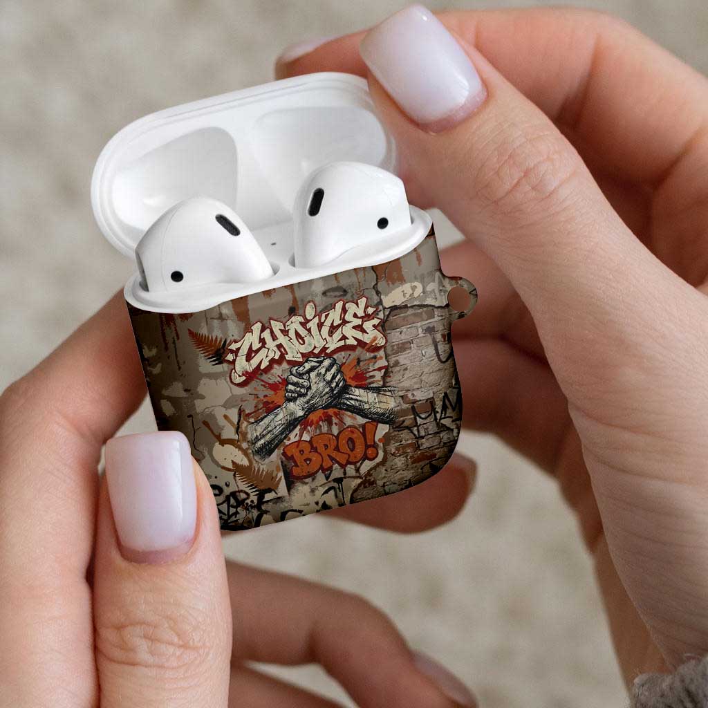 Choice Bro Graffiti Handshake AirPods Case New Zealand Slang Fern Brick Wall and Urban Street Art