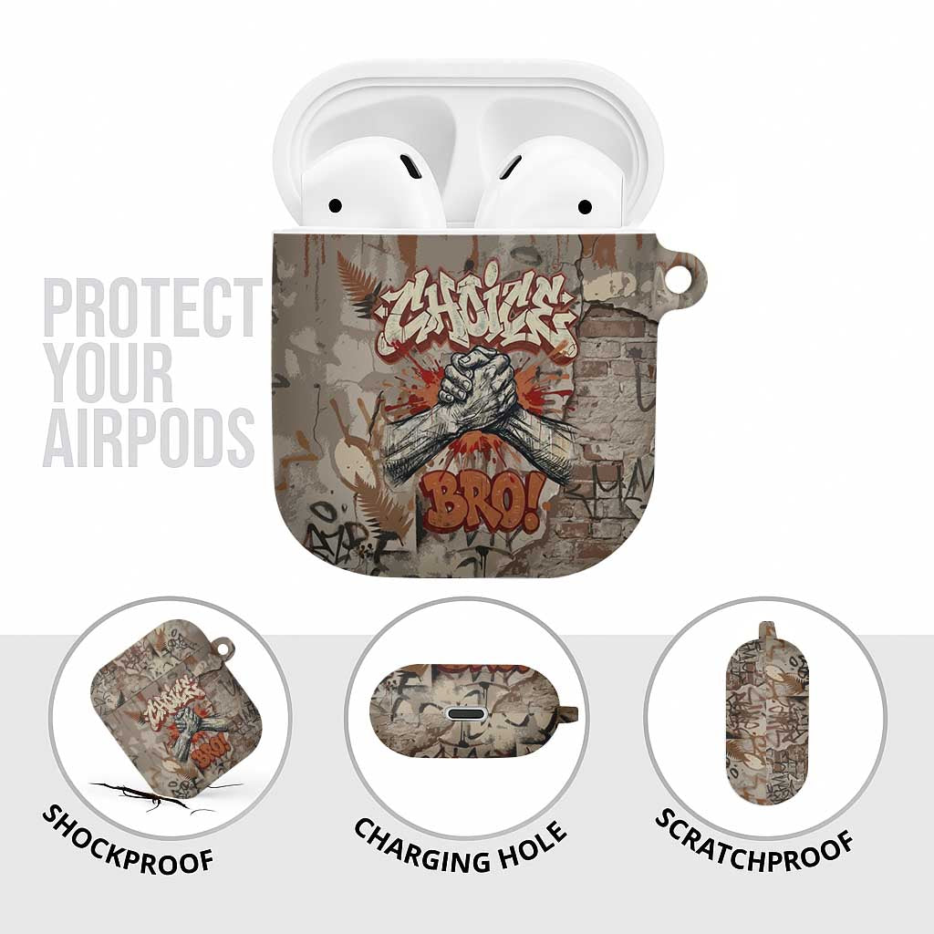 Choice Bro Graffiti Handshake AirPods Case New Zealand Slang Fern Brick Wall and Urban Street Art