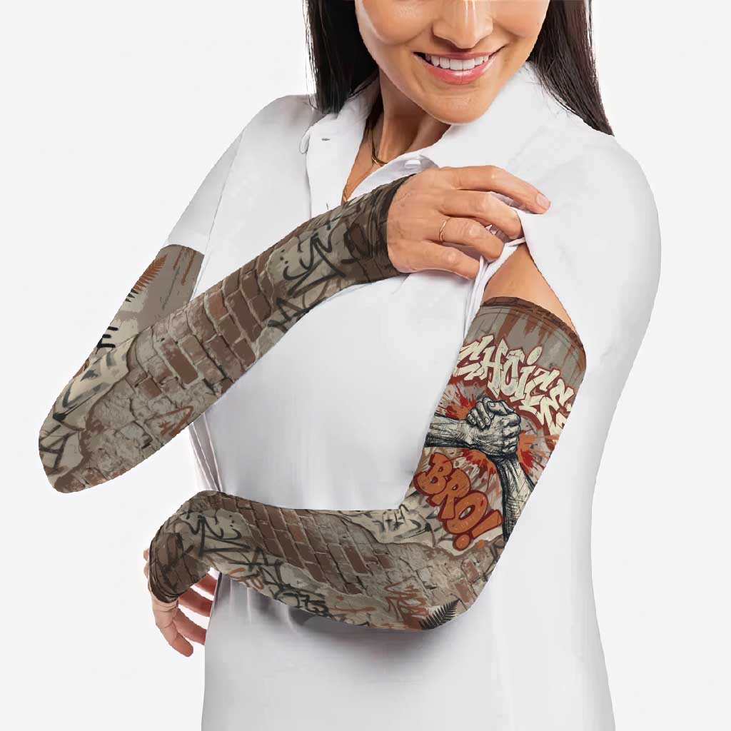 Choice Bro Graffiti Handshake Arm Sleeves New Zealand Slang Fern Brick Wall and Urban Street Art