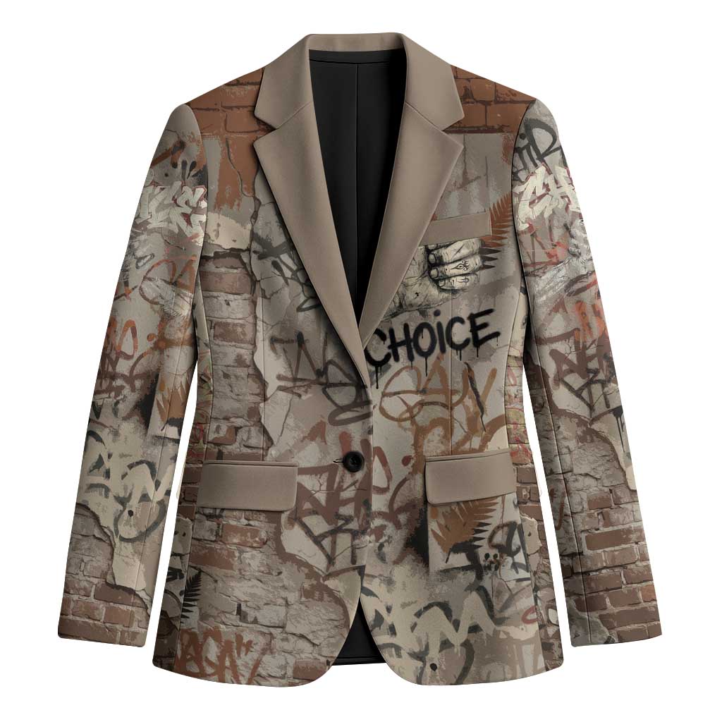 Choice Bro Graffiti Handshake Blazer New Zealand Slang Fern Brick Wall and Urban Street Art TS04 Unisex Multicolor - Polynesian Pride
