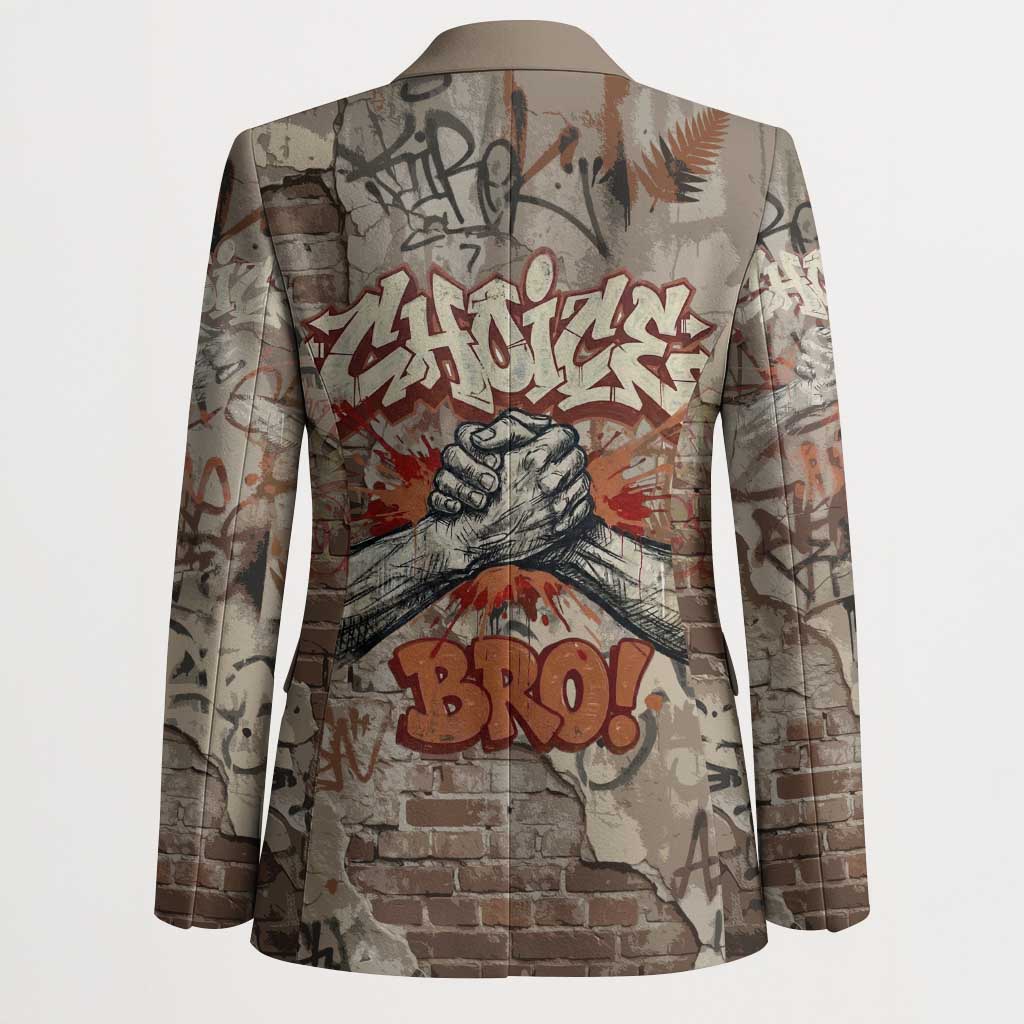 Choice Bro Graffiti Handshake Blazer New Zealand Slang Fern Brick Wall and Urban Street Art