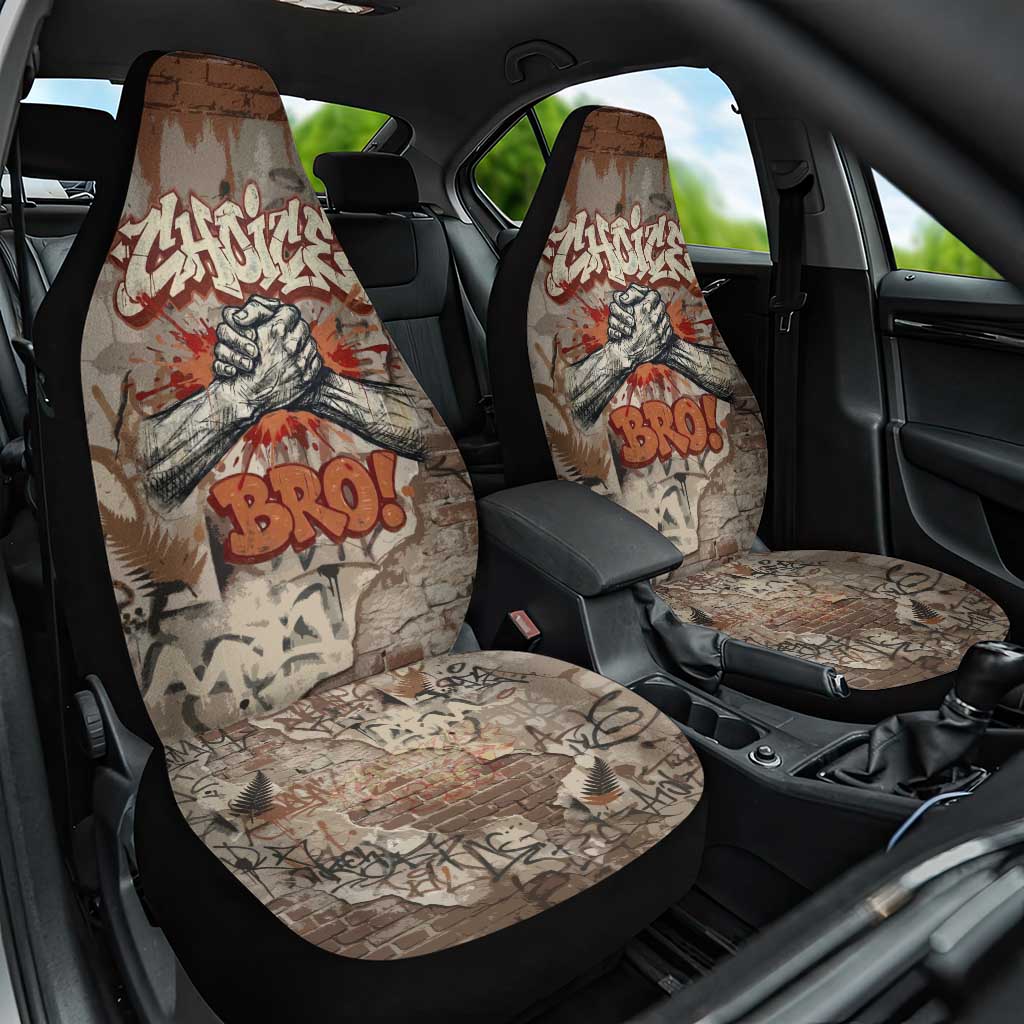 Choice Bro Graffiti Handshake Car Seat Cover New Zealand Slang Fern Brick Wall and Urban Street Art TS04 One Size Multicolor - Polynesian Pride