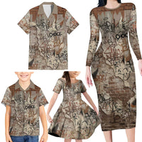 Choice Bro Graffiti Handshake Family Matching Long Sleeve Bodycon Dress and Hawaiian Shirt New Zealand Slang Fern Brick Wall and Urban Street Art