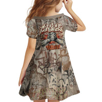 Choice Bro Graffiti Handshake Family Matching Off The Shoulder Long Sleeve Dress and Hawaiian Shirt New Zealand Slang Fern Brick Wall and Urban Street Art