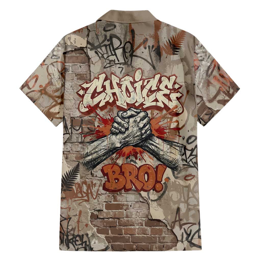 Choice Bro Graffiti Handshake Family Matching Puletasi and Hawaiian Shirt New Zealand Slang Fern Brick Wall and Urban Street Art