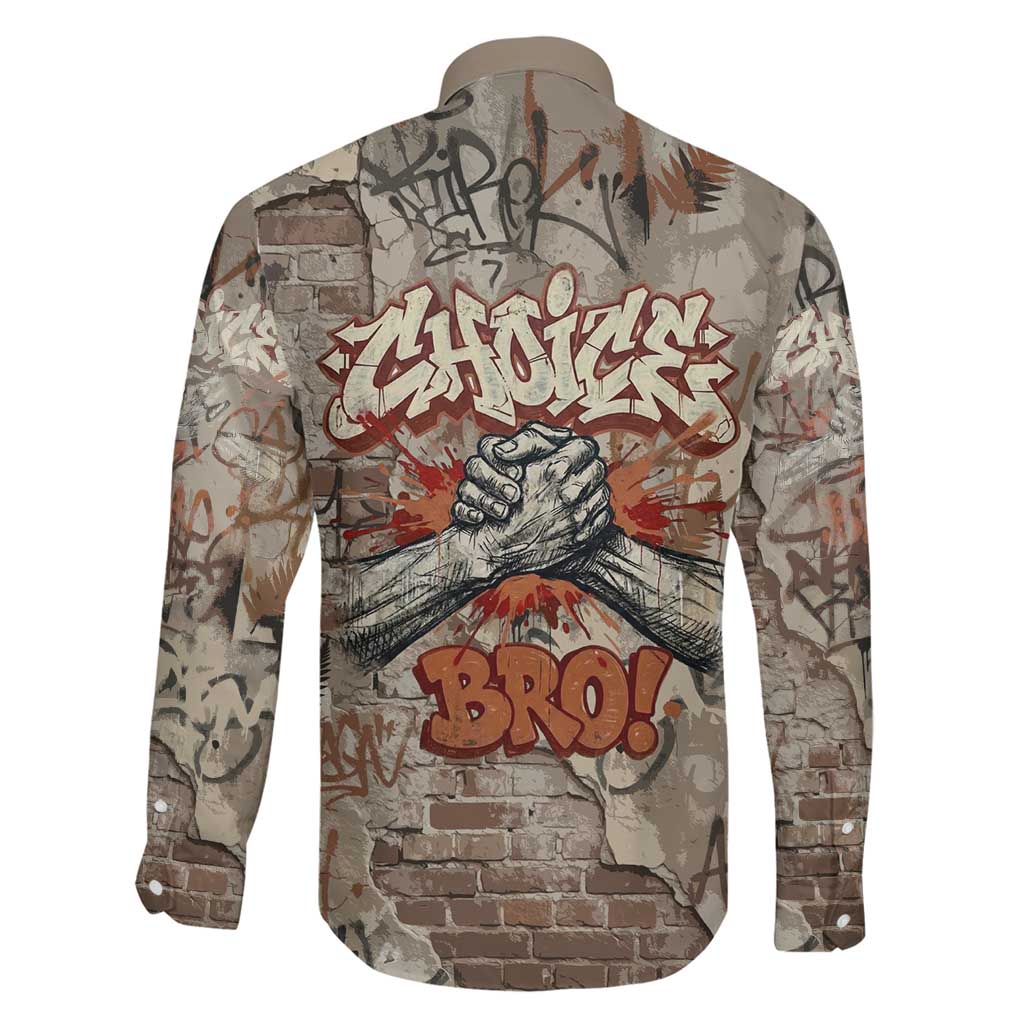 Choice Bro Graffiti Handshake Family Matching Puletasi and Hawaiian Shirt New Zealand Slang Fern Brick Wall and Urban Street Art
