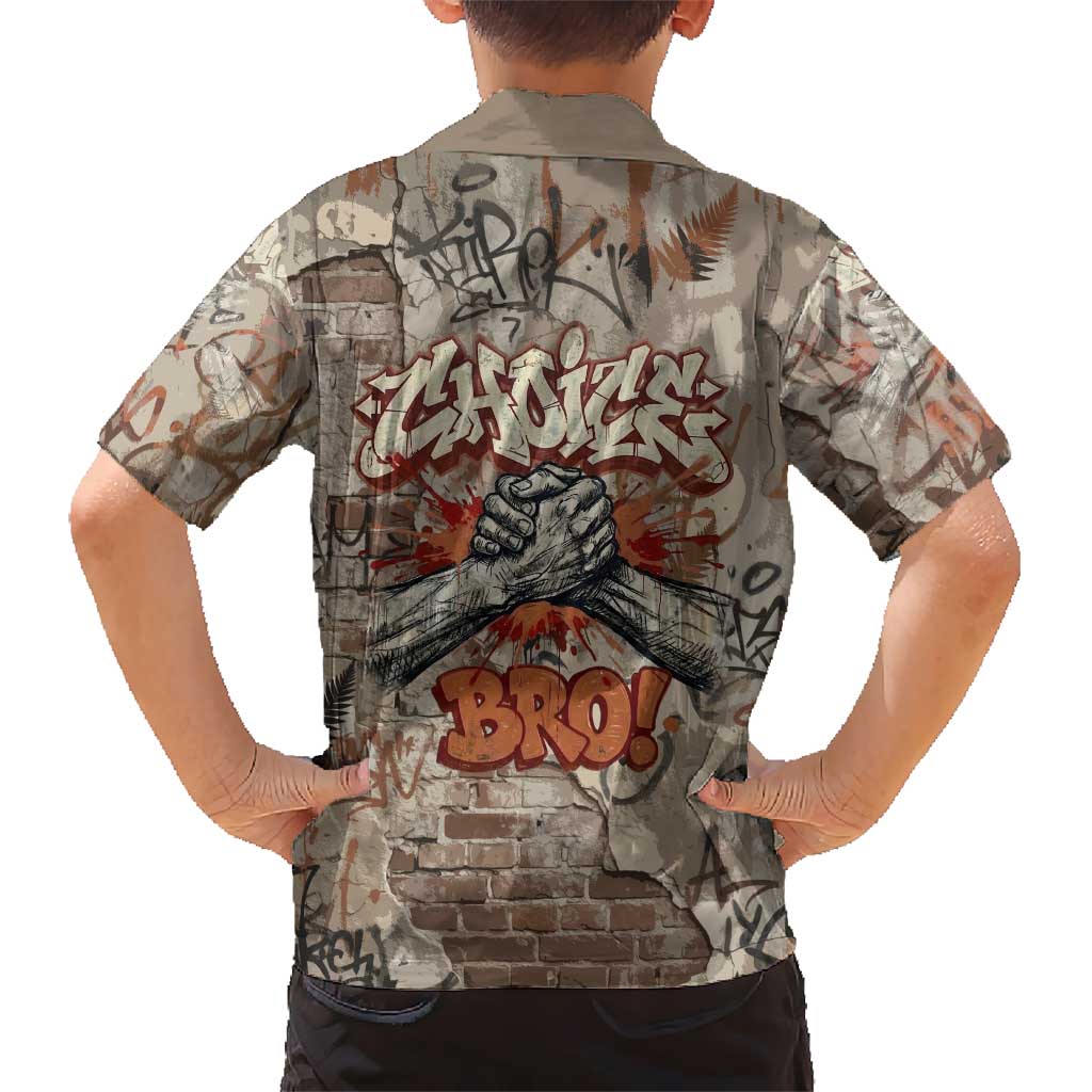 Choice Bro Graffiti Handshake Family Matching Summer Maxi Dress and Hawaiian Shirt New Zealand Slang Fern Brick Wall and Urban Street Art