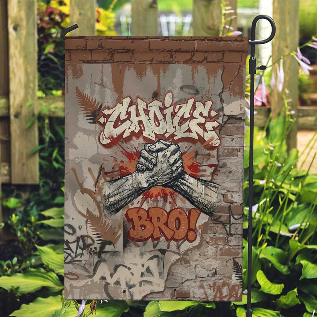 Choice Bro Graffiti Handshake Garden Flag New Zealand Slang Fern Brick Wall and Urban Street Art