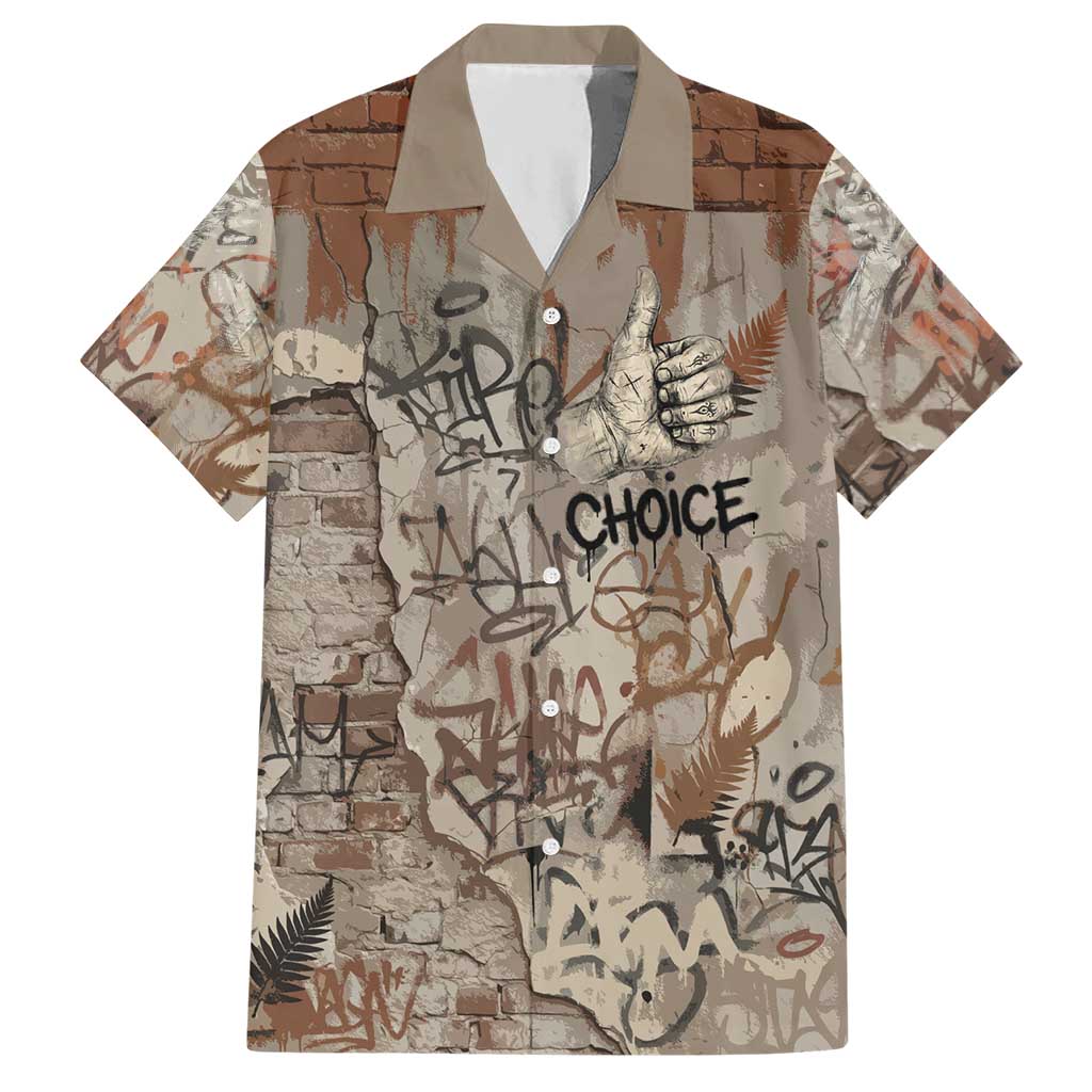 Choice Bro Graffiti Handshake Hawaiian Shirt New Zealand Slang Fern Brick Wall and Urban Street Art