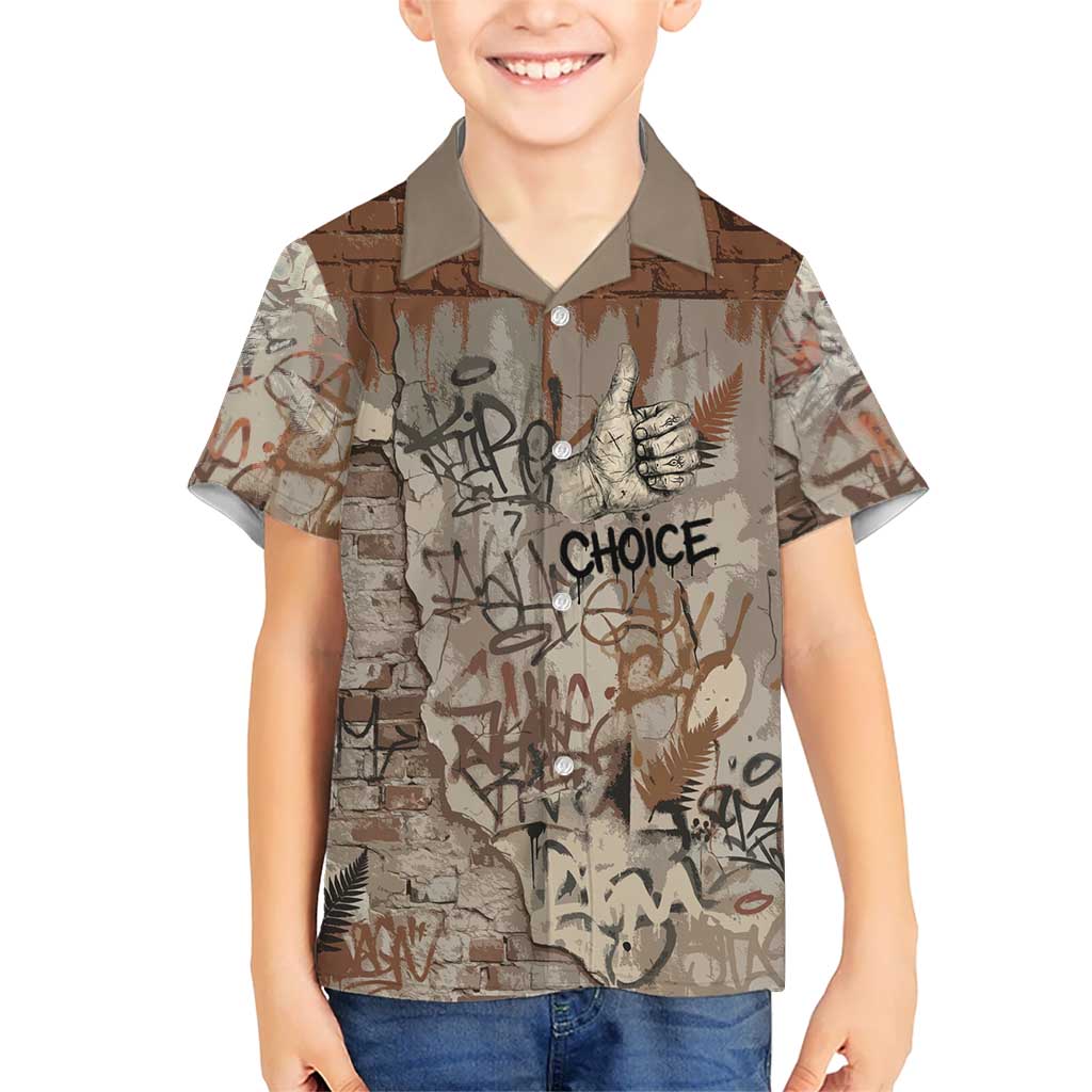 Choice Bro Graffiti Handshake Hawaiian Shirt New Zealand Slang Fern Brick Wall and Urban Street Art